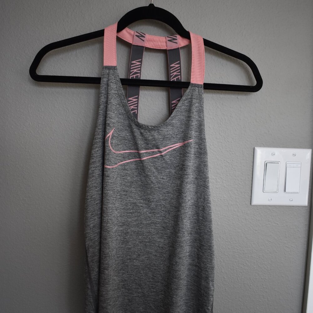 Nike Dri-Fit Workout Tank, S, Pink and Gray